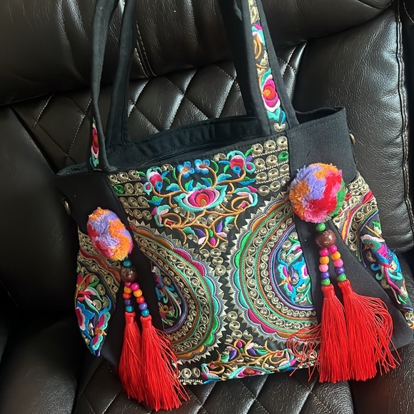 Bohemian Tassel Women Cotton Embroidered Handbag Multi-Function new - Picture 2 of 4